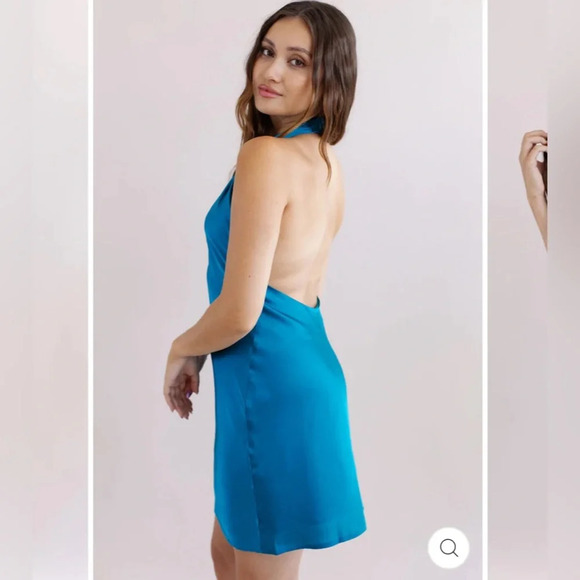 NWT FRENCH CONNECTION | INU SATIN MINI DRESS | OCEAN DEPTHS,SIZE 10 - Picture 2 of 14